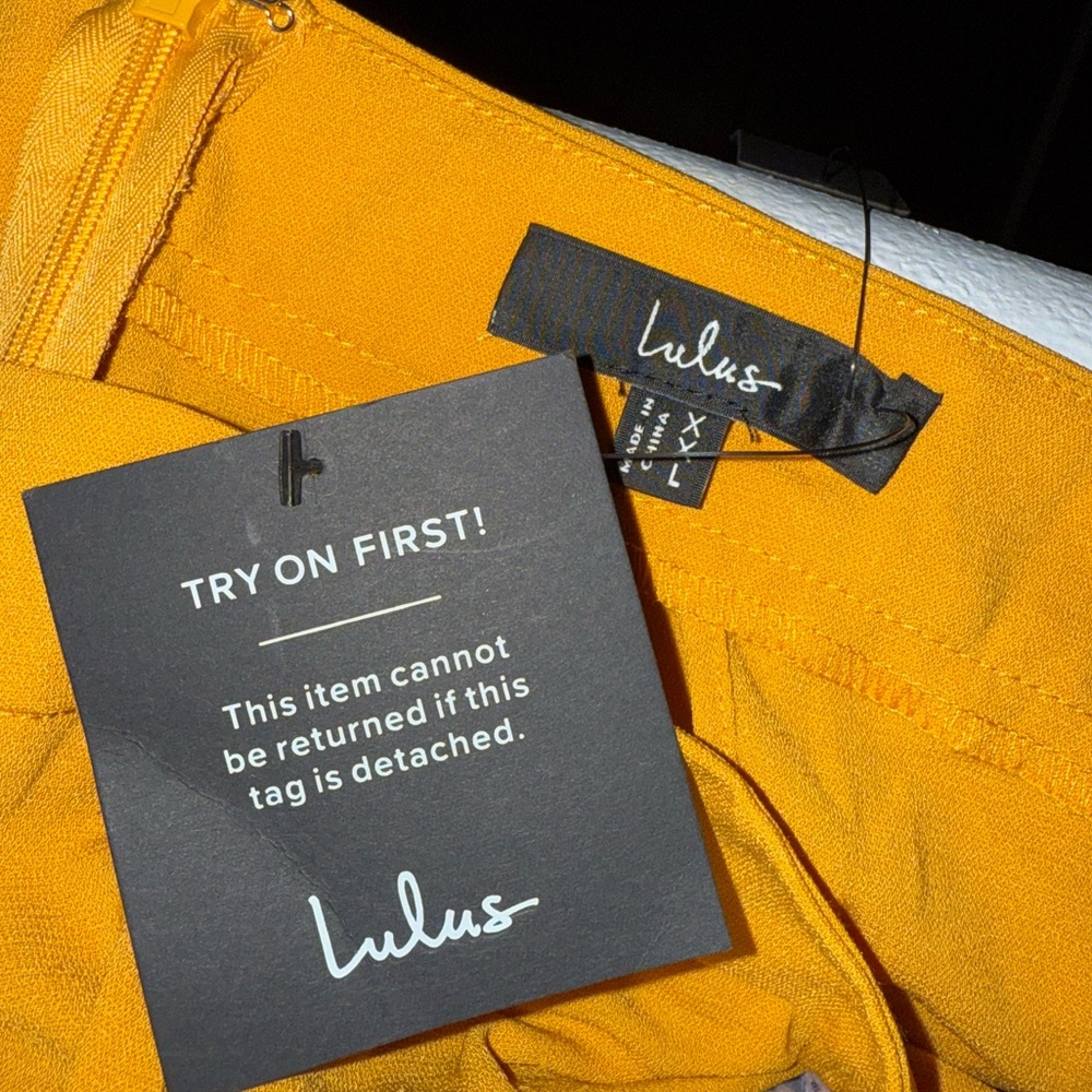 NWT Lulus Out Tonight Mustard Yellow Wide Leg Two Piece Set Size XXL - Picture 4 of 6